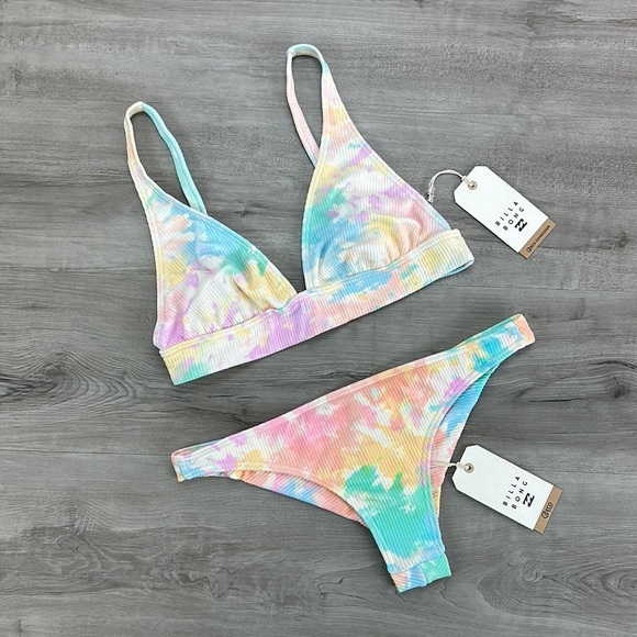 ☀️BILLABONG☀️ RAINBOW TIDE BANDED RAINBOW TIDE TANGA BIKINI SET - Picture 2 of 11